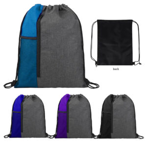 Vertical Drawstring Backpack With Mesh Pocket