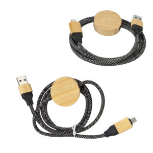 Bolt 4-in-1 39" Bamboo and RPET 100W Charging & Data Cable
