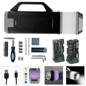 24 Piece Tool Set With Rechargeable LED Light